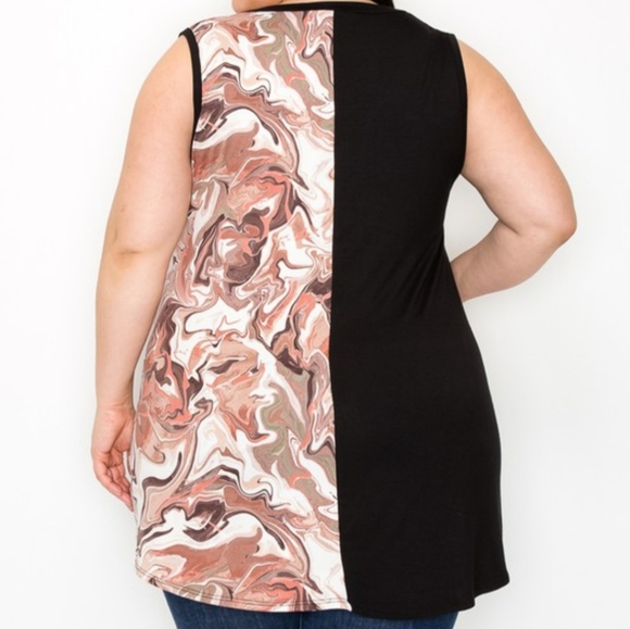 Zenana Plus Size Marble Print Sleeveless Tunic - Picture 4 of 4